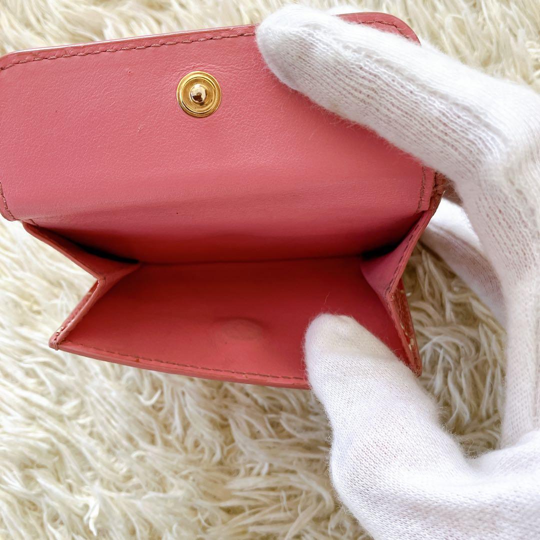 ミュウミュウ 三つ折り財布 コンパクトウォレット ピンク パターンハート 総柄