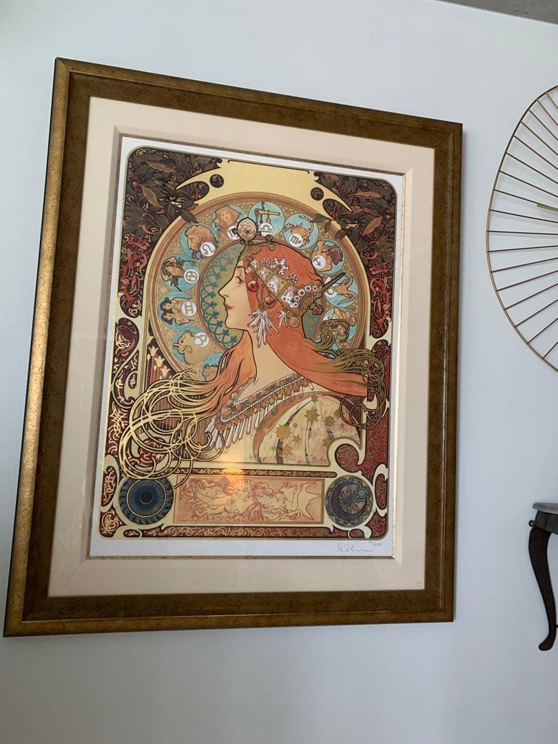 koh　特大サイズ ミュシャ 版画 zodiac 遺族サイン 金彩入り
