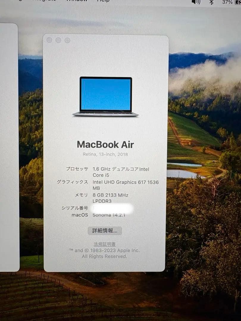 【4日】Macbook air retina 2018 13インチCorei5