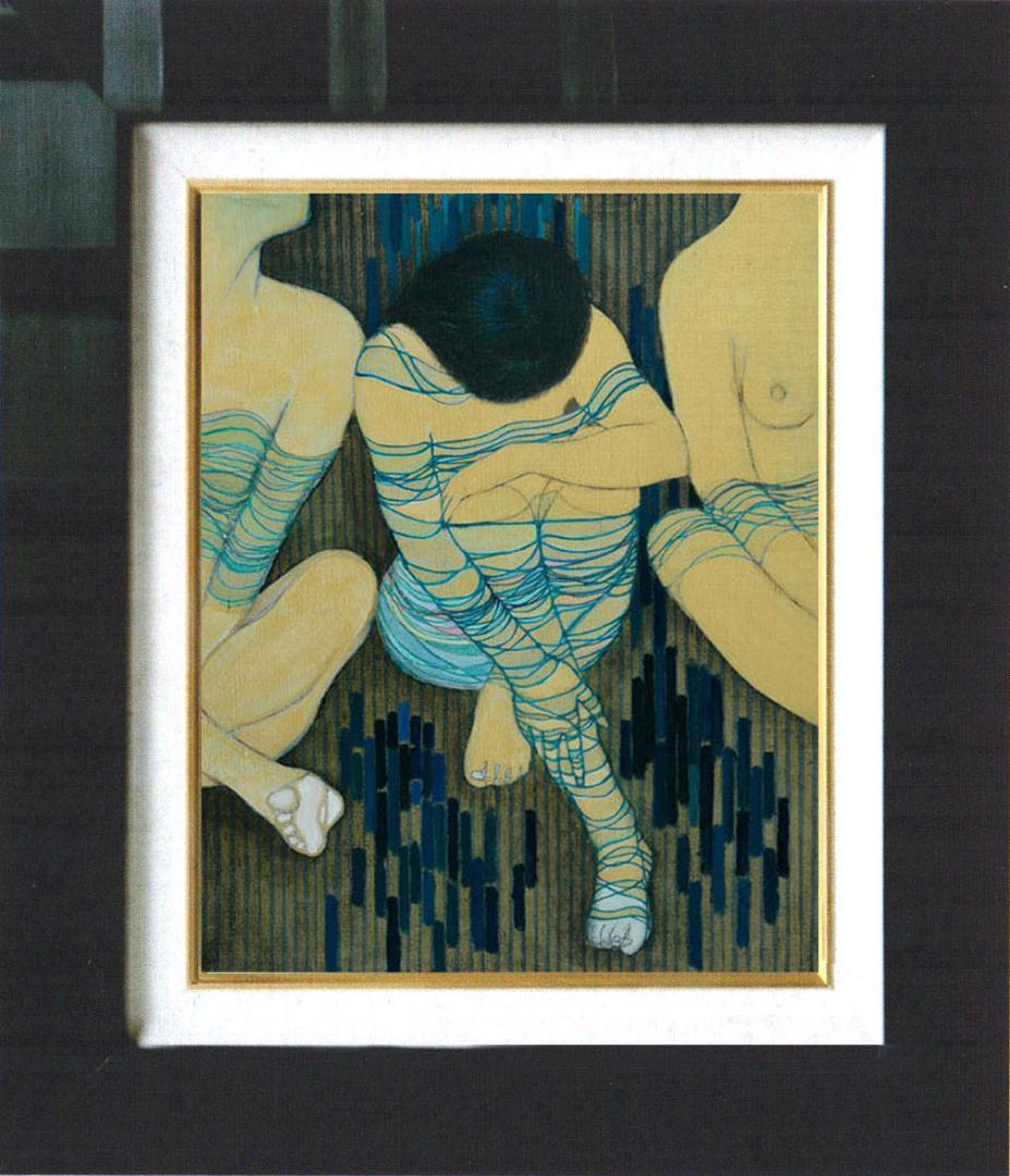 油絵 菅家令子 絵 絵画 インテリア 額付(黒) F6-030314 人物 女性