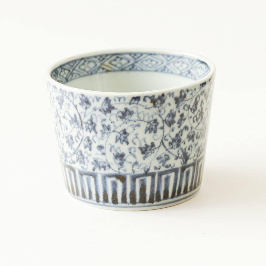 伊万里　古伊万里　江戸　後期　蕎麦猪口　萩唐草　蛇の目　高台