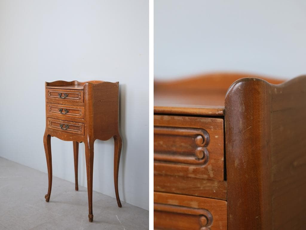 フランスアンティーク猫脚ベッドサイドキャビネット/ナイトテーブル机(91-236