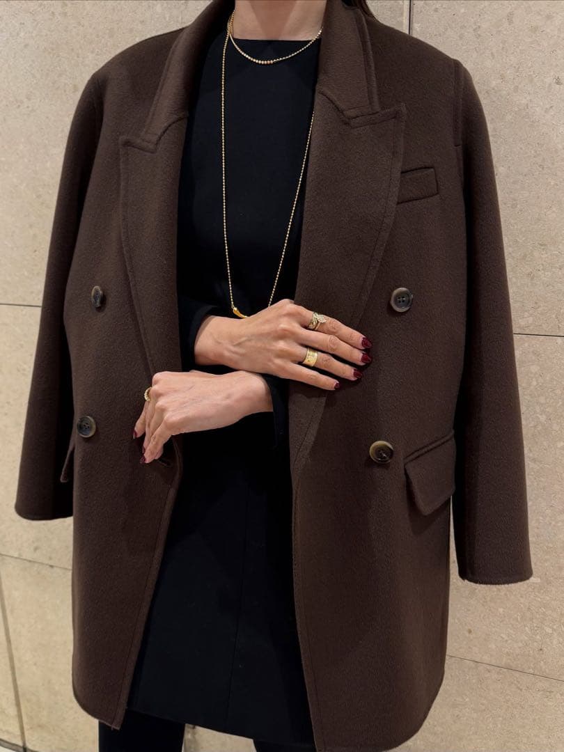 sakiさんコラボ　ジャケットコート　スカートとセットアップ　ブラウン　Mサイズ