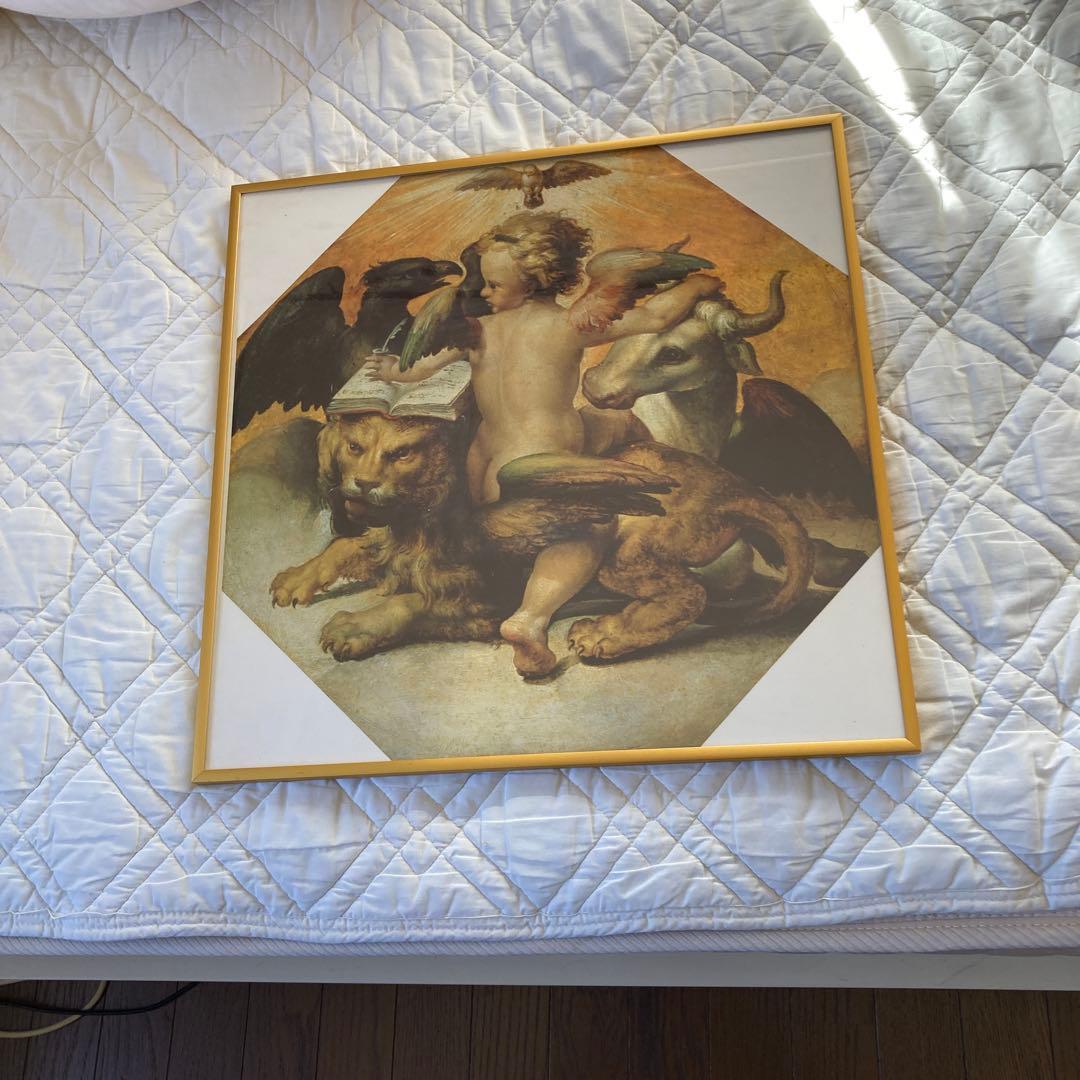 天使と獅子の絵画 絵　ポスター