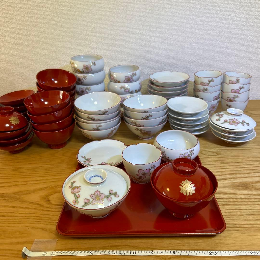 雛祭り　お膳　雛道具　田中屋　陶器　桐箱付き