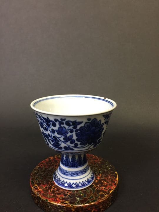 明時代 宣徳民窯 青花馬上杯 染付  時代物