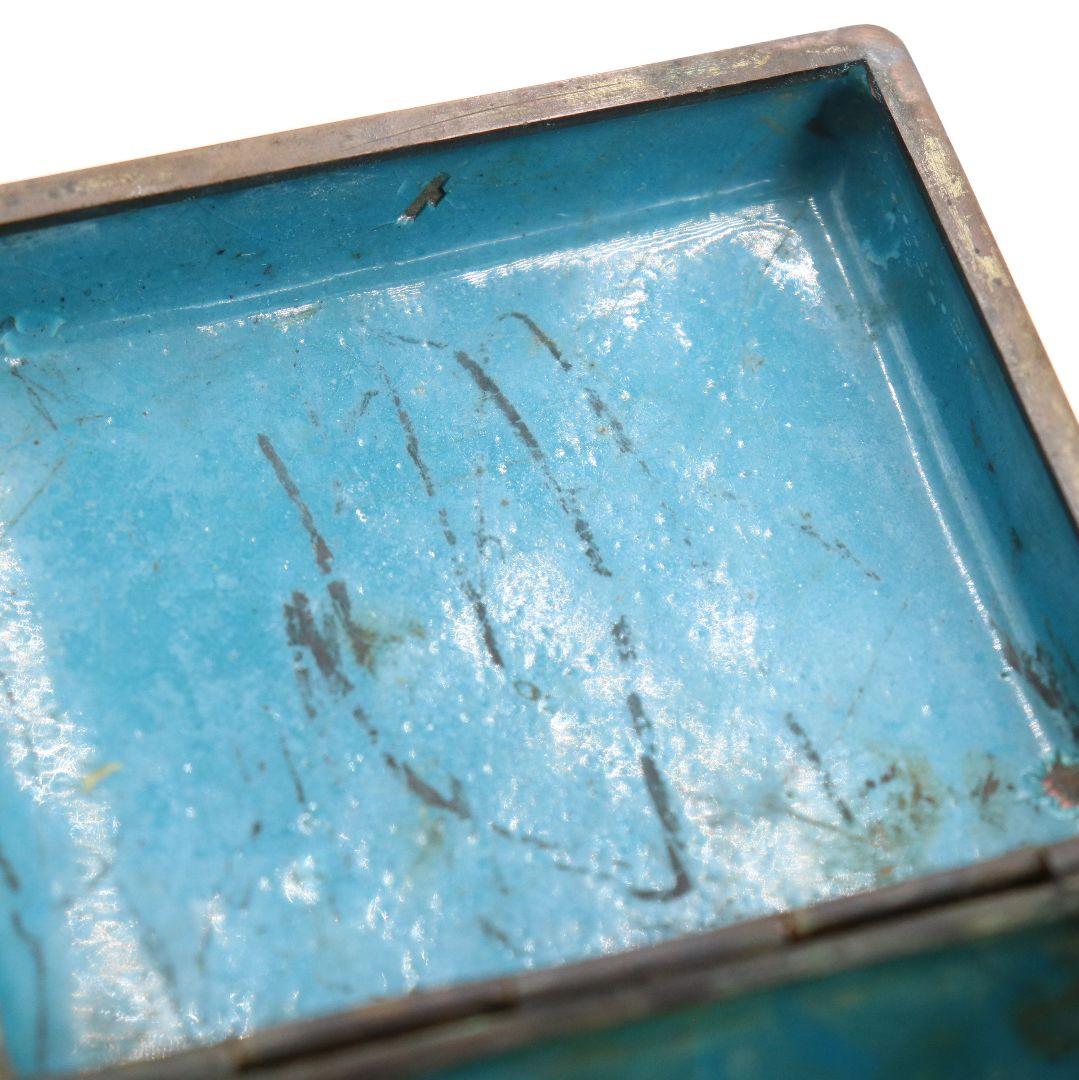 中国 七宝花尽蓋物 琺瑯彩 花詰 菊 牡丹 小箱 小物入れ 　V78　1F28