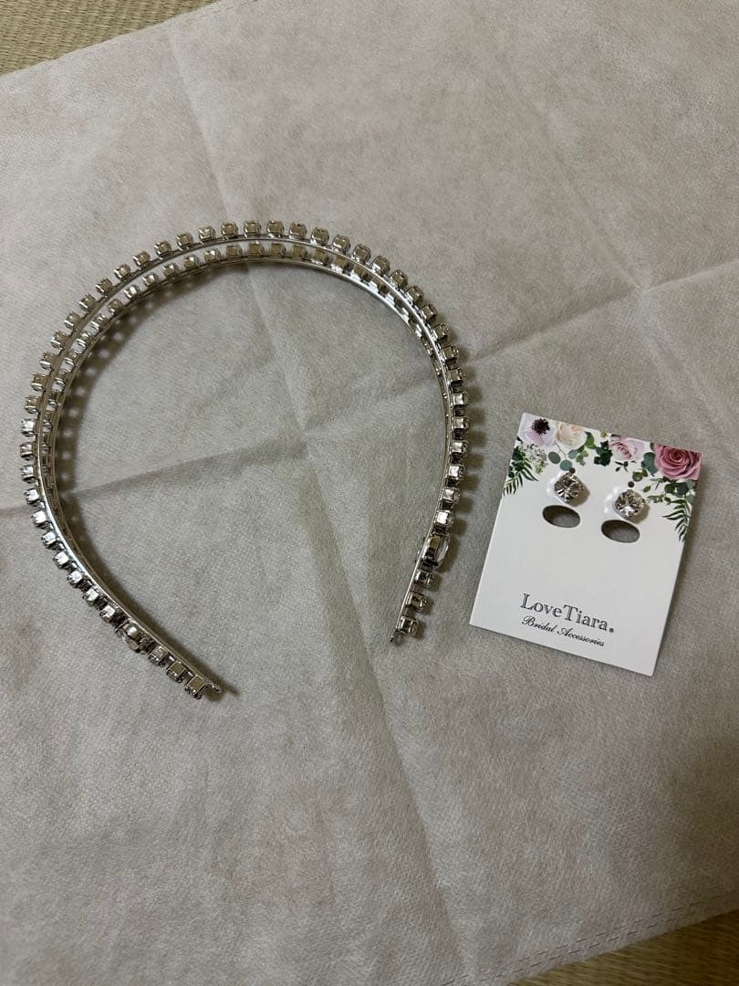LoveTiara クリスタルヘッドドレス　ピアスセット