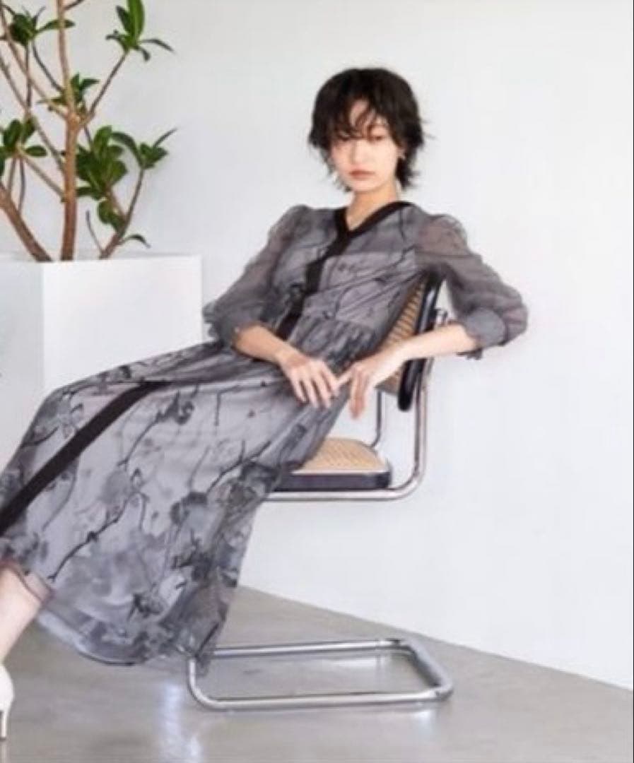 Callarusカラルス Vネック刺繍レースワンピースドレス 結婚式オケージョン