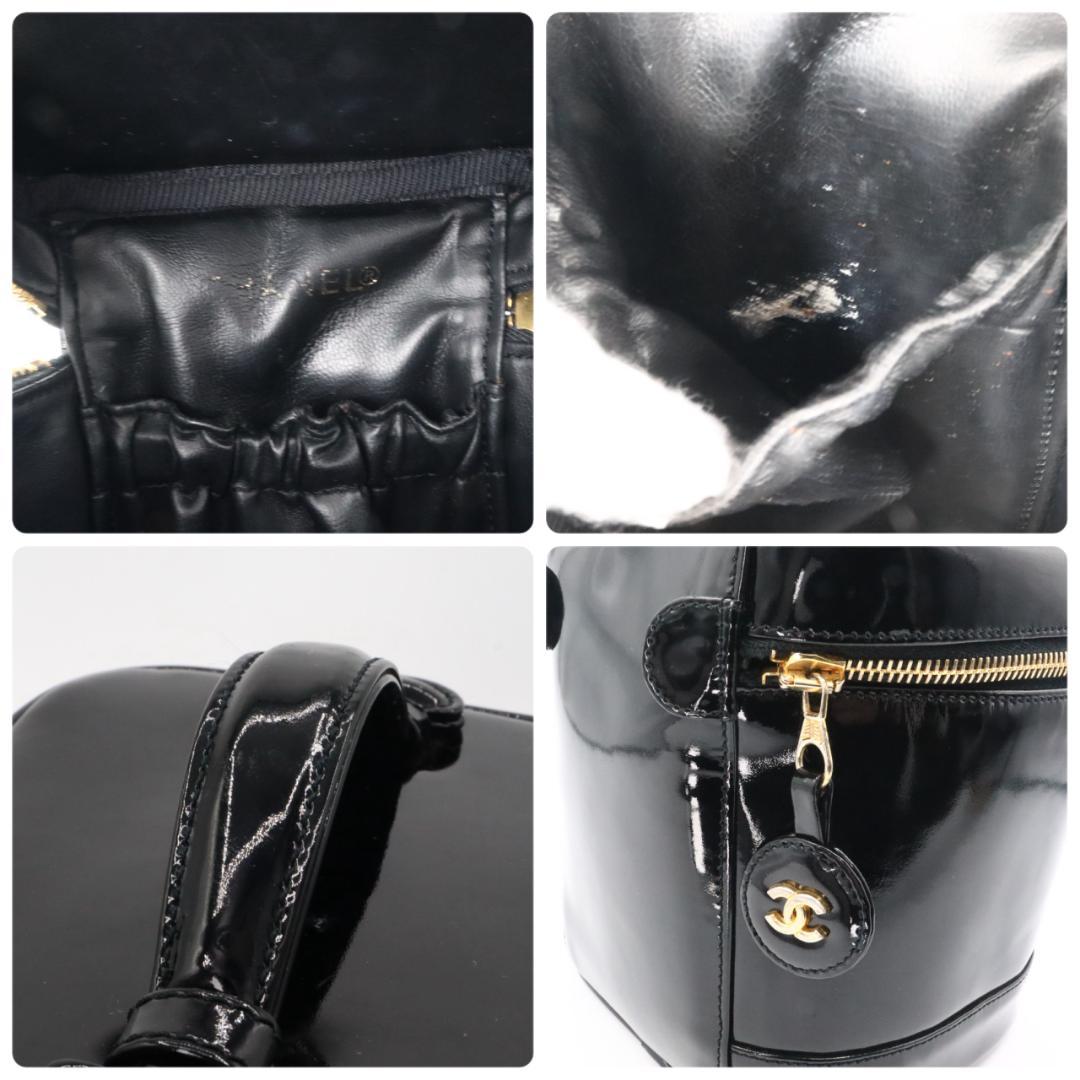 美品　シャネル　エナメル　ココマーク　バニティバッグ　ブラック