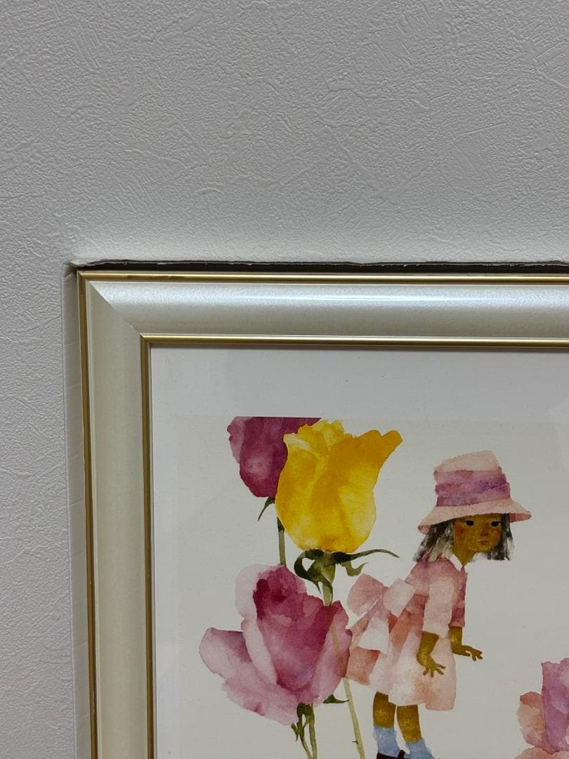いわさきちひろ ポスター額「花と少女」絵画