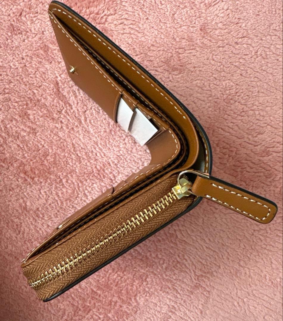 アニエスベー　レザー 二つ折りウォレット　ブラウン　未使用品