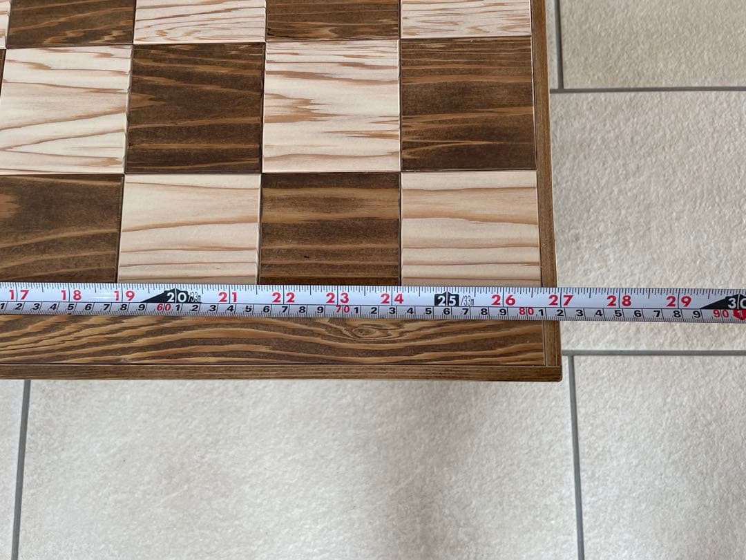 木製折りたたみテーブル チェック柄