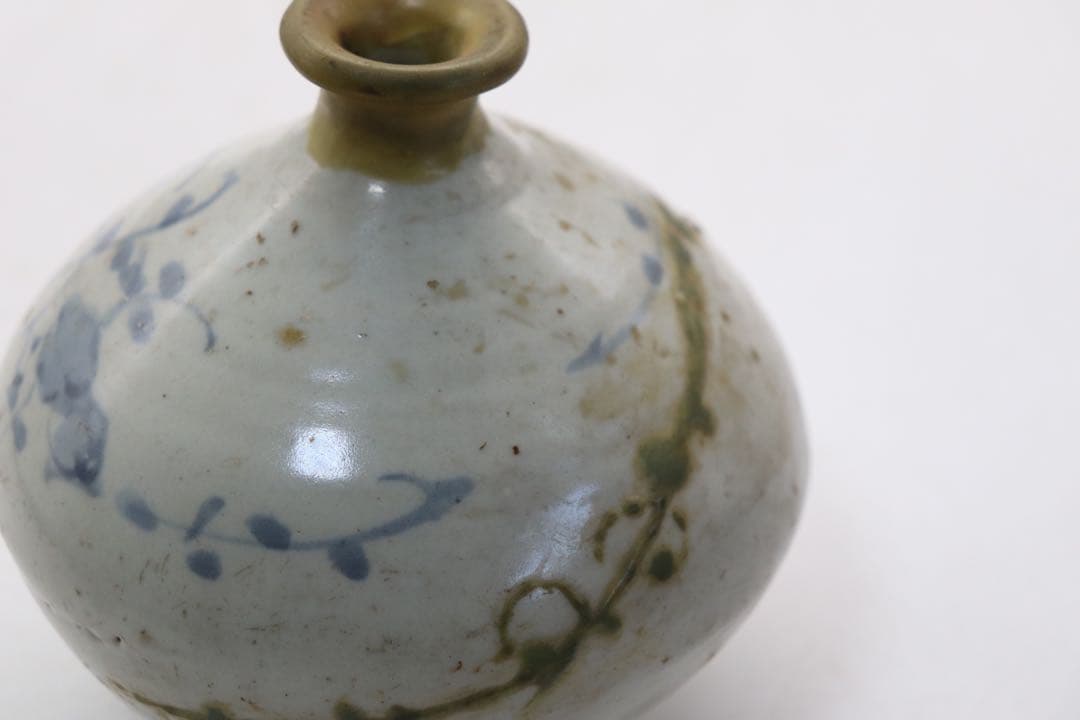李朝　染付　油壺　アンティーク　送料込み1121