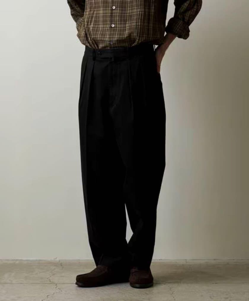 Steven Alan ウエポンニドムツープリーツドレストラウザーズ　M 黒