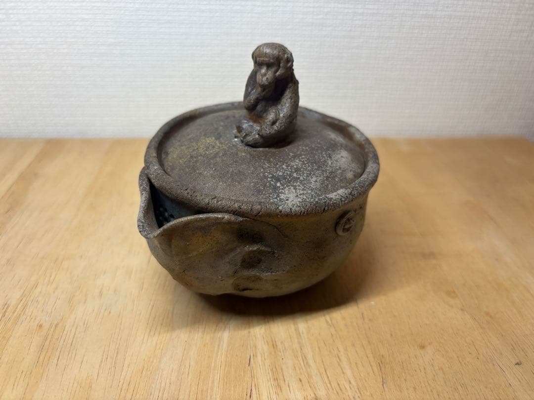 ㊸備前焼 宝瓶 登り窯 猿 サル さる 手びねり 急須
