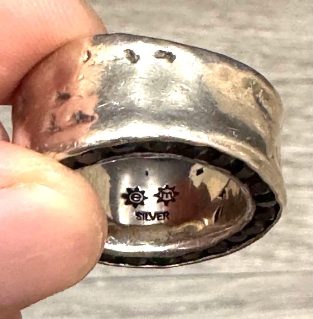 e.m. 両面 ジルコニア リング ブラック シルバー925 19号