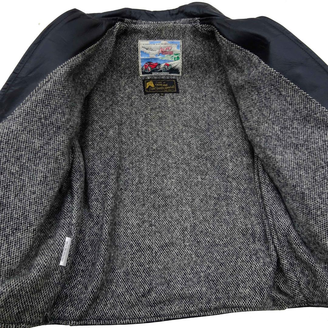 茶芯良好エアロレザー ホースハイド レザージャケット ハーフベルト 38直立馬革