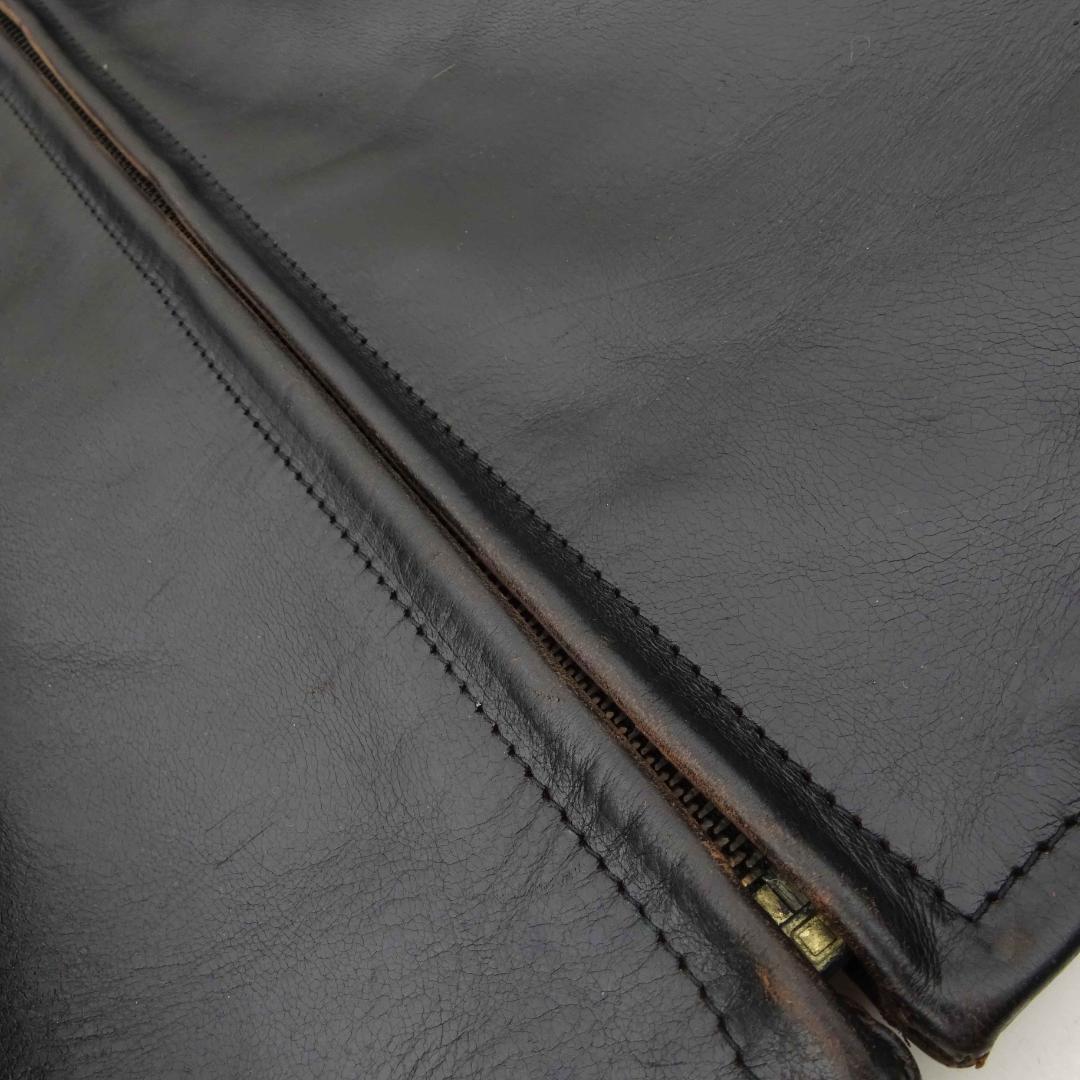 茶芯良好エアロレザー ホースハイド レザージャケット ハーフベルト 38直立馬革