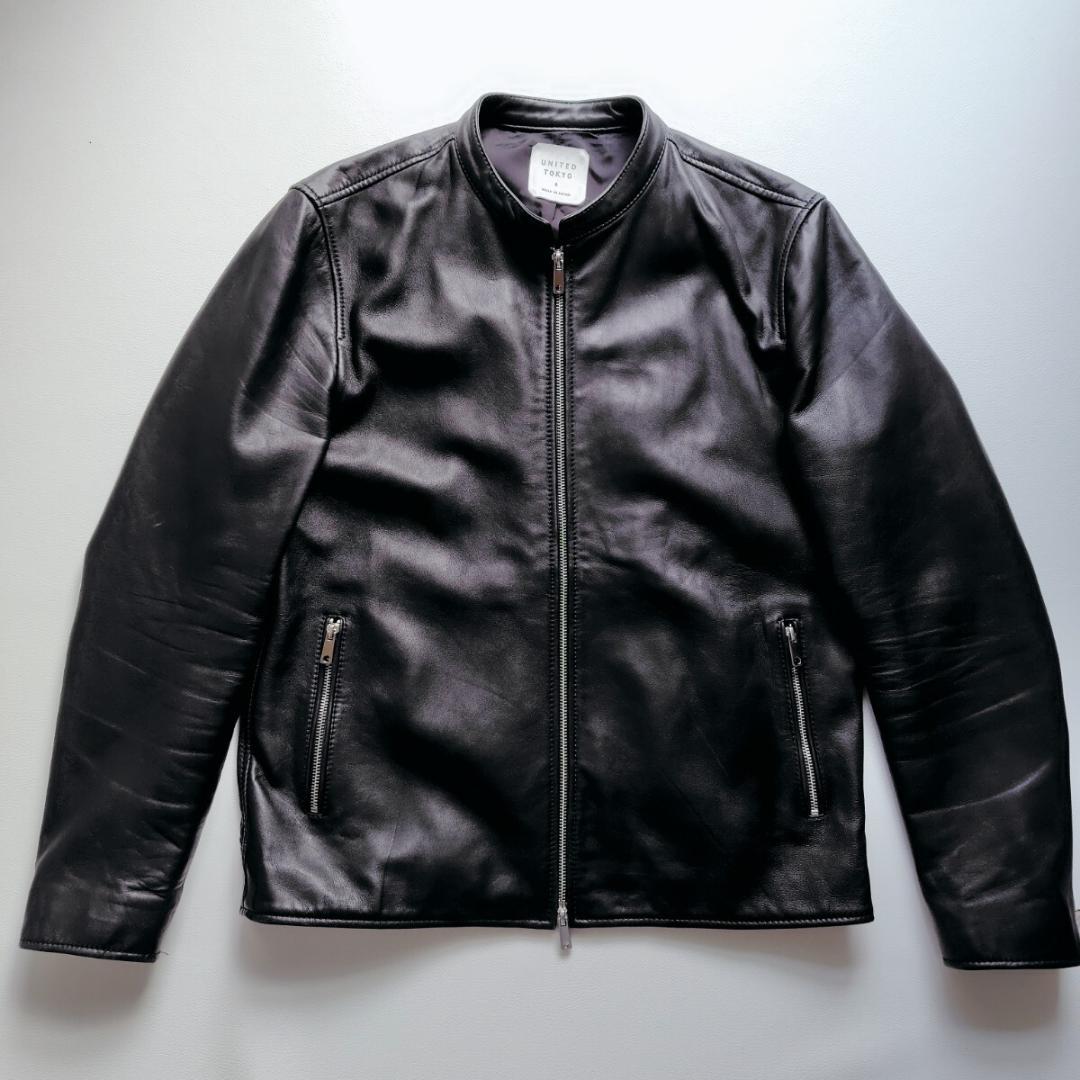 【XLサイズ 美品】UNITED TOKYO シングルライダース ラムレザー 黒