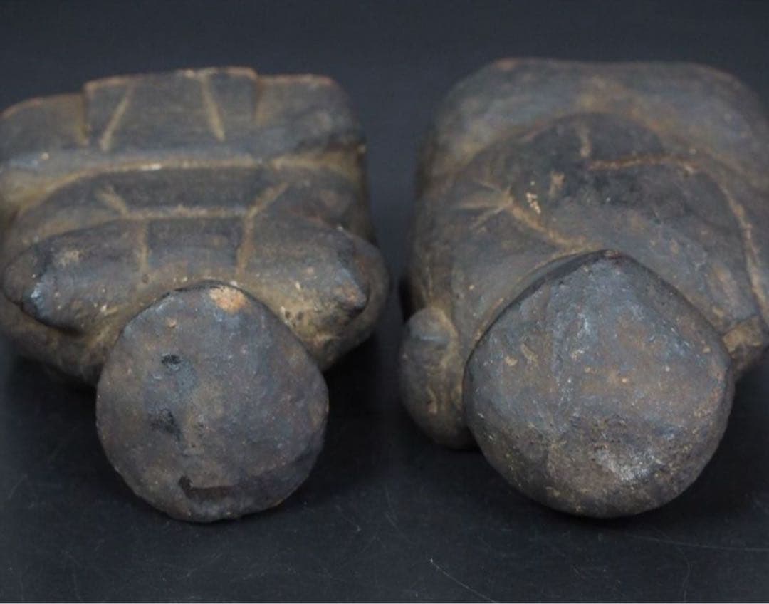 送料無料　非常に古い　木彫り大黒様恵比寿様　高さ９ｃｍ ★大珍品★　仏教美術