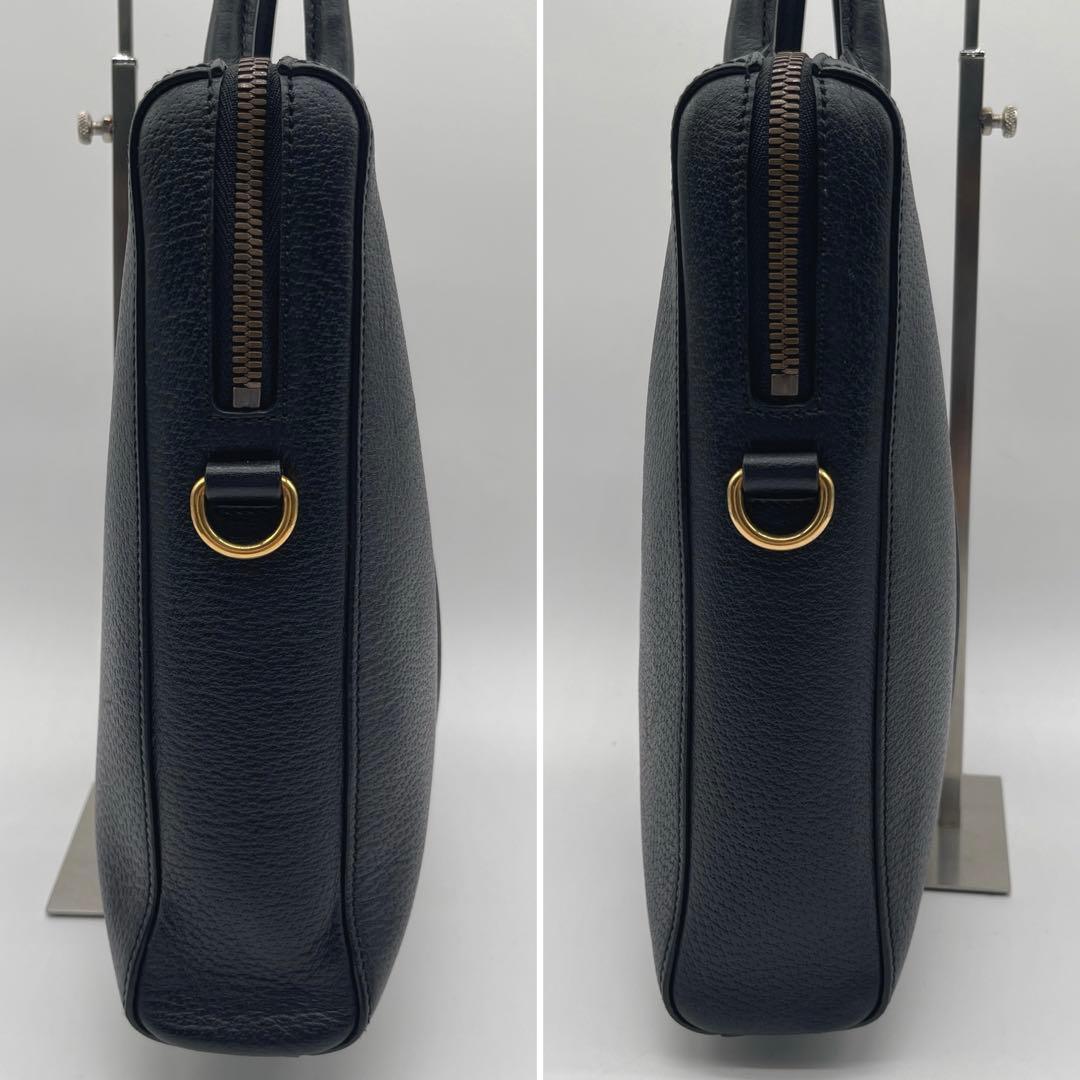 【GUCCI】ウェブ付ブリーフケース ビジネスバッグ 2WAY レザー ブラック