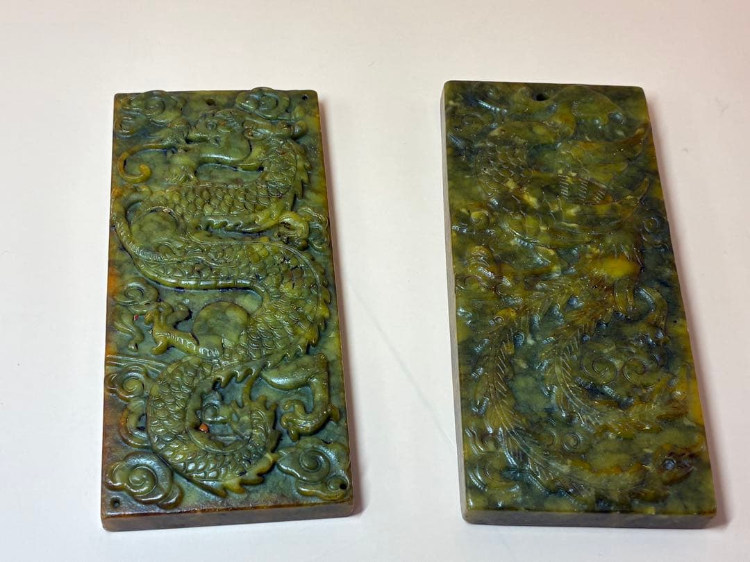 中国骨董 天然高古玉 天然玉石 龍鳳玉符文鎮高古玉 貴重 時代物文房具 希少レア