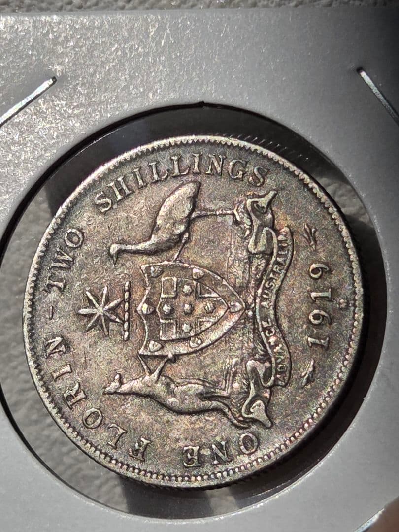 (稀少年号)オーストラリア連邦　ジョージ５世　1フローリン銀貨　1919 M