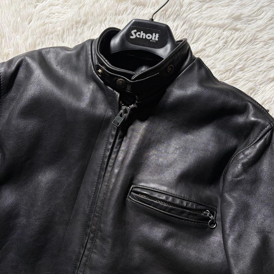 【米国製】schott ライダースジャケット 641 本革　ブラック 38