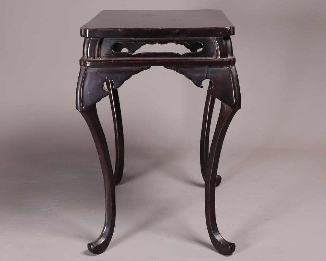 時代 木製 漆塗 春日卓 高34.8cm 高卓 花台 経机【MA823】