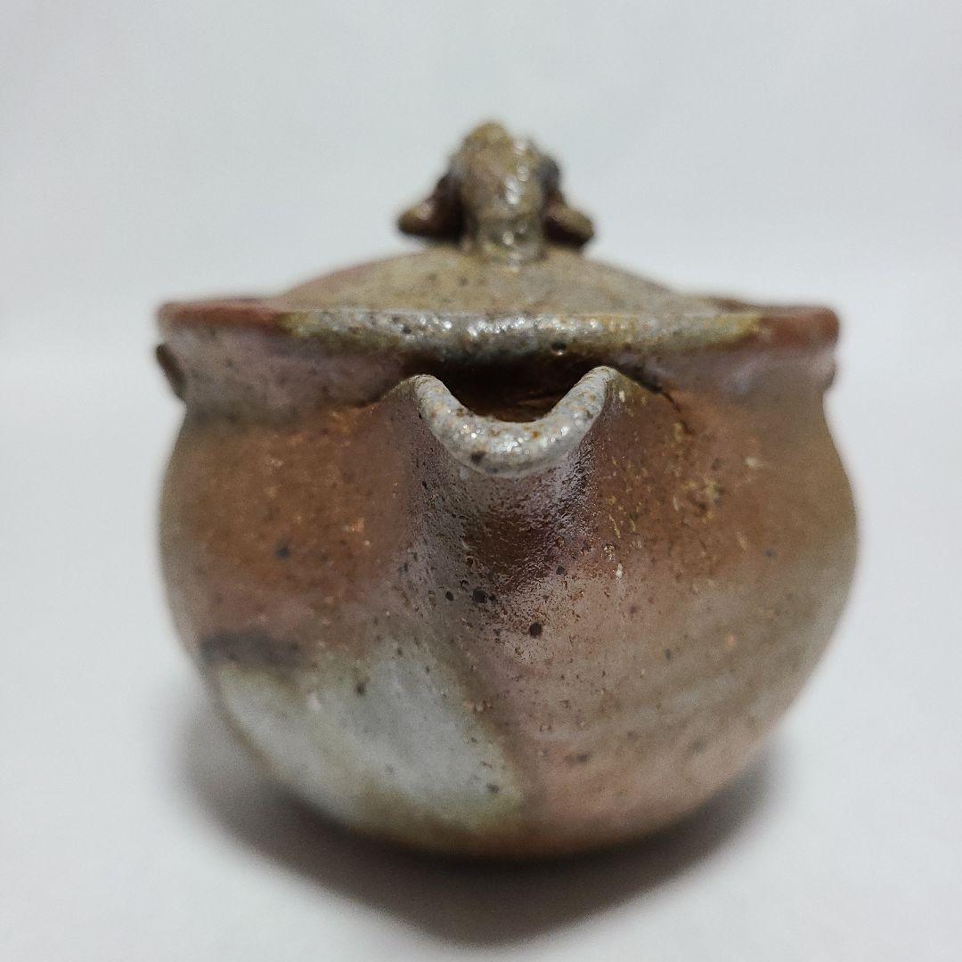 ■ 備前焼 茸 宝瓶 青 在銘　茶道具 煎茶器 青備前