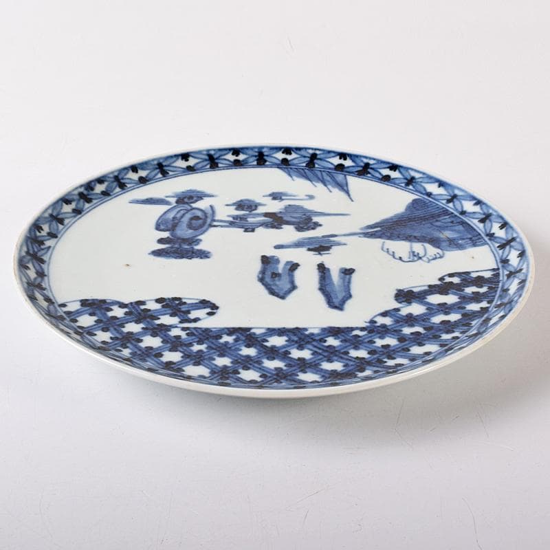 古伊万里　初期伊万里　大明成化年製款　染付　山水文　飾皿　時代箱　M　R7968