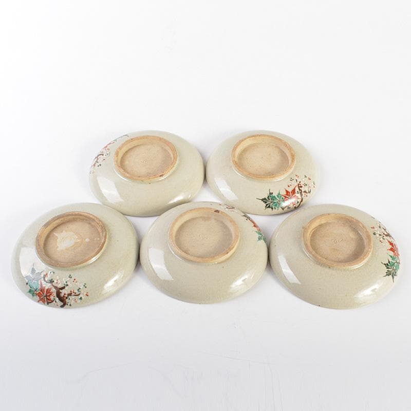 犬山焼　雲綿　紅葉文　手塩皿　小皿　5客　桐箱　M　R7398