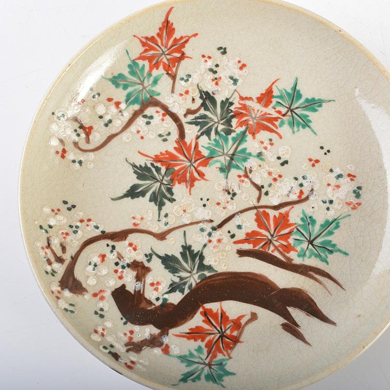 犬山焼　雲綿　紅葉文　手塩皿　小皿　5客　桐箱　M　R7398