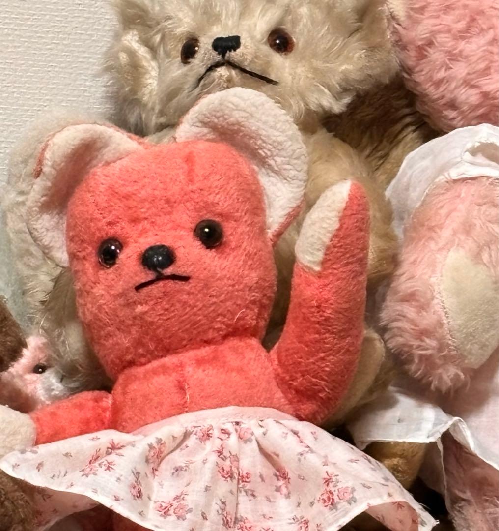 ピンク　フランス　ヴィンテージベア　アンティークベア　スカート無し