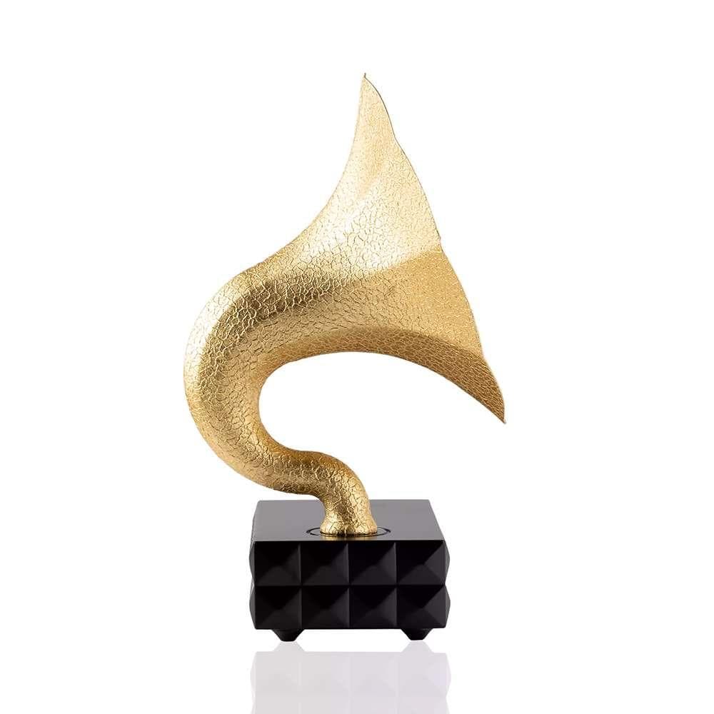 まるでレトロな蓄音機！お部屋がエレガントになる無電源スマホ用スピーカー　ゴールド