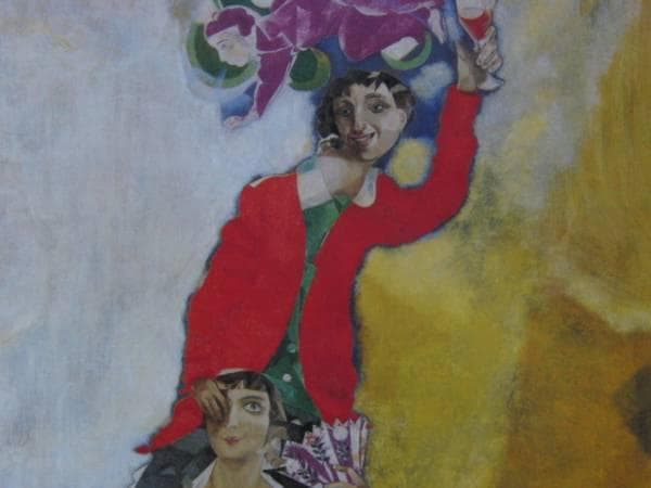 シャガール、ふたりの肖像とワイングラス、希少画集、新品額付