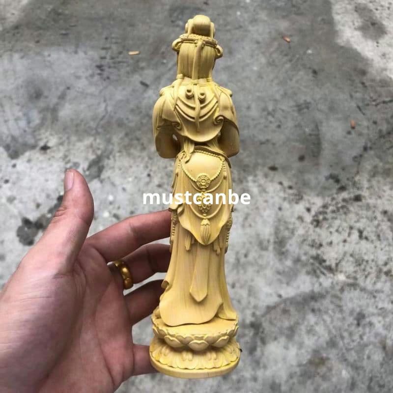 仏像 仏教美術 自在観音菩薩像 木の雕刻品 木彫り仏像 職人手作り