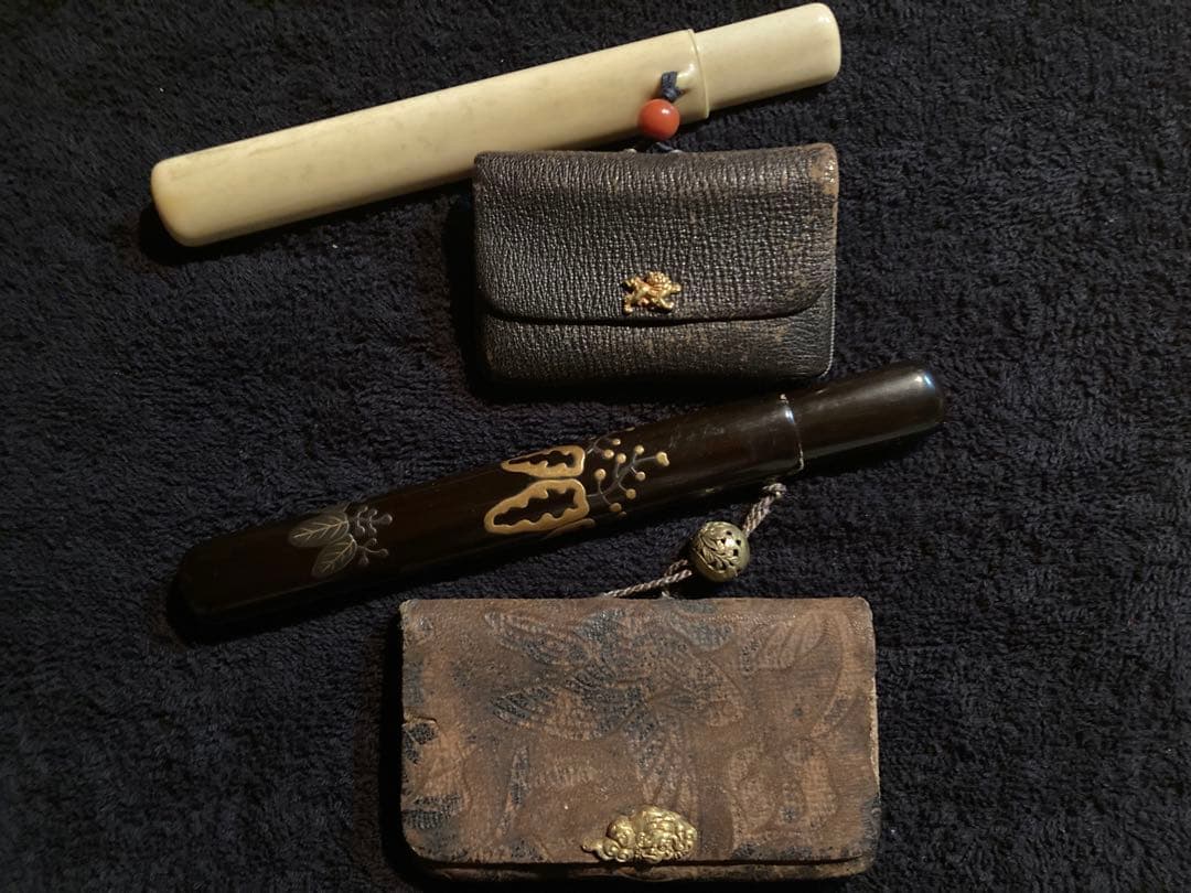 金無垢金具！江戸時代の名工の作か！？煙管 煙管筒　希少品！五七桐秀吉2点まとめて