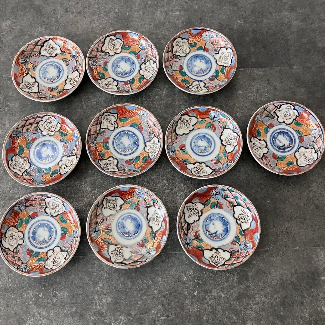 古伊万里　色絵　金彩　明治　小皿　10枚セット