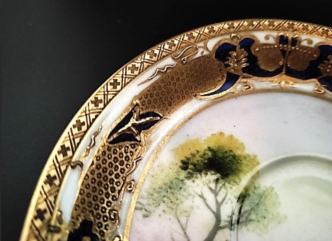 超豪華！オールドノリタケ金盛 湖畔の風景 カップ&ソーサ 1906年 初期マルキ