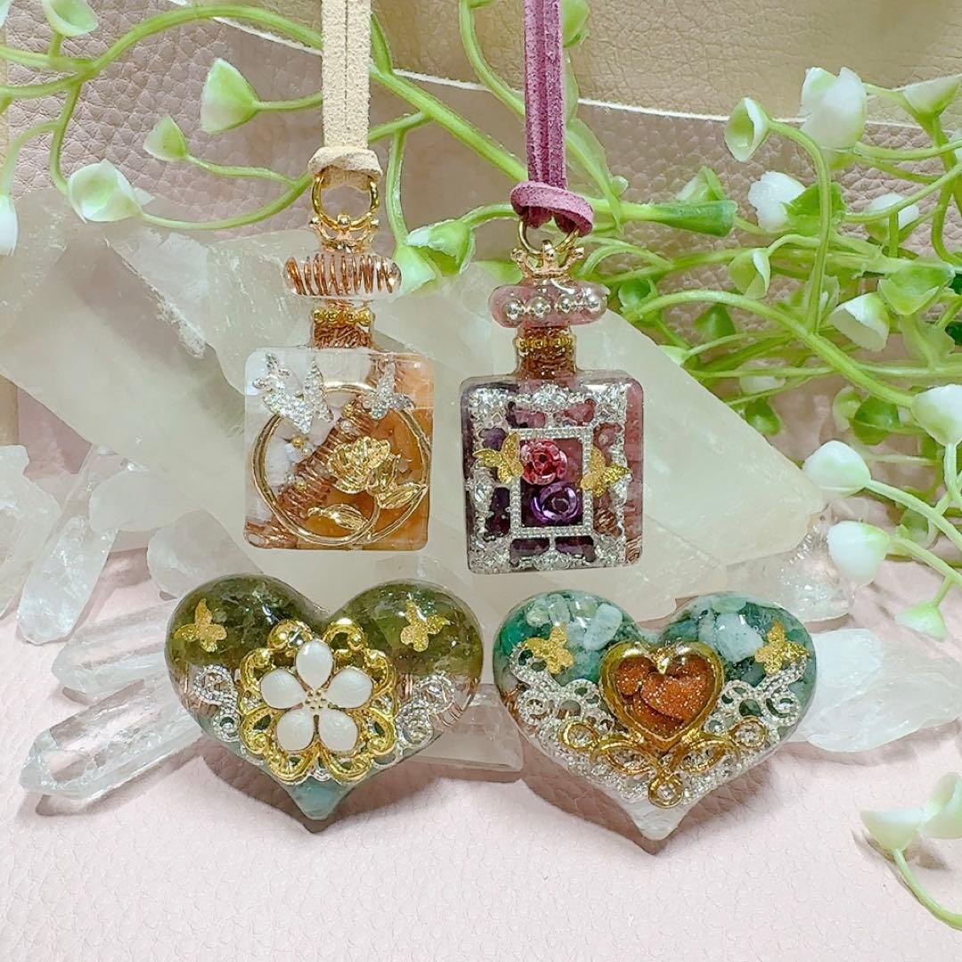 癒しのオルゴナイト❤️エメラルド＋ペリドットのハート型♡