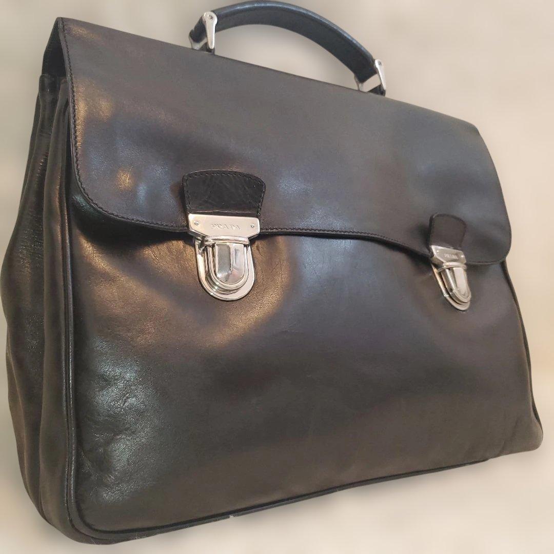 ⭐美品⭐PRADA オールレザー ブリーフケース ドクターバッグ 黒