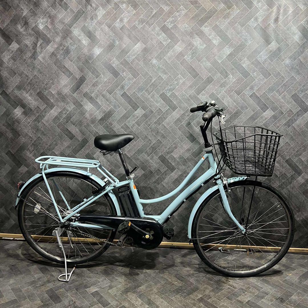 水色 電動アシスト自転車 前カゴ付き