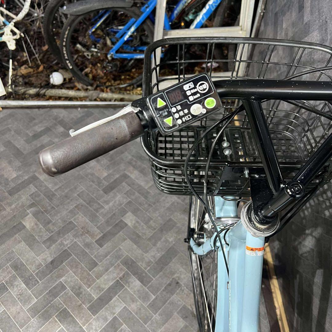 水色 電動アシスト自転車 前カゴ付き