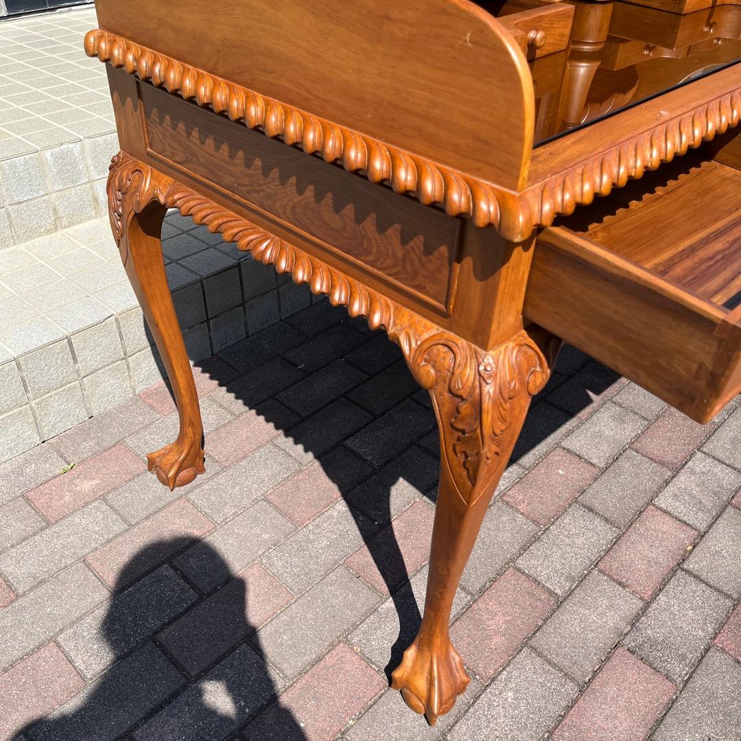 高級 ヨーロッパ アンティーク 猫脚 書斎机 ビンテージ 木製机 豪華 ロココ調