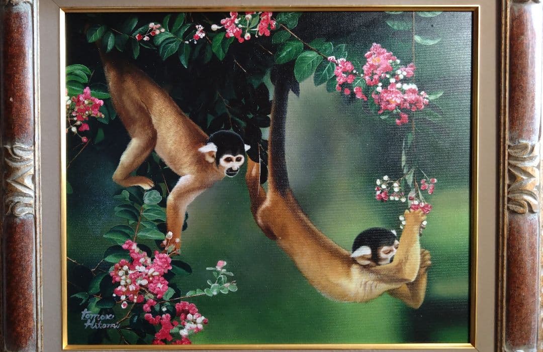 人見友紀　伝説の逃亡画家　油彩画　油絵　猿　リアリズム　12号