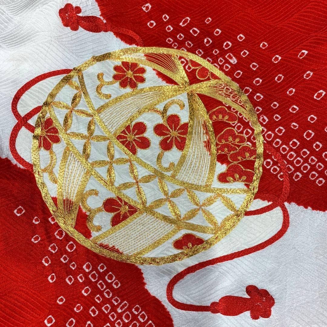 509agu10□七五三 三歳 女の子 着物&被布 金駒刺繍 鞠□美品