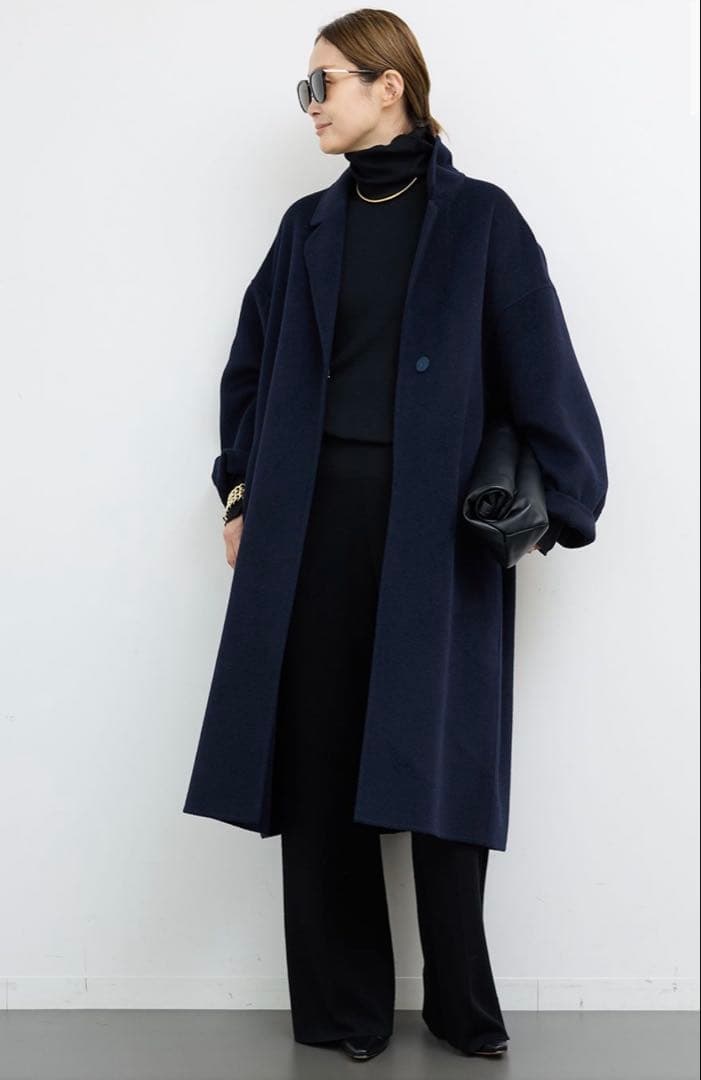 Deuxieme Classeウールアンゴラリバーコート　24AW ネイビー