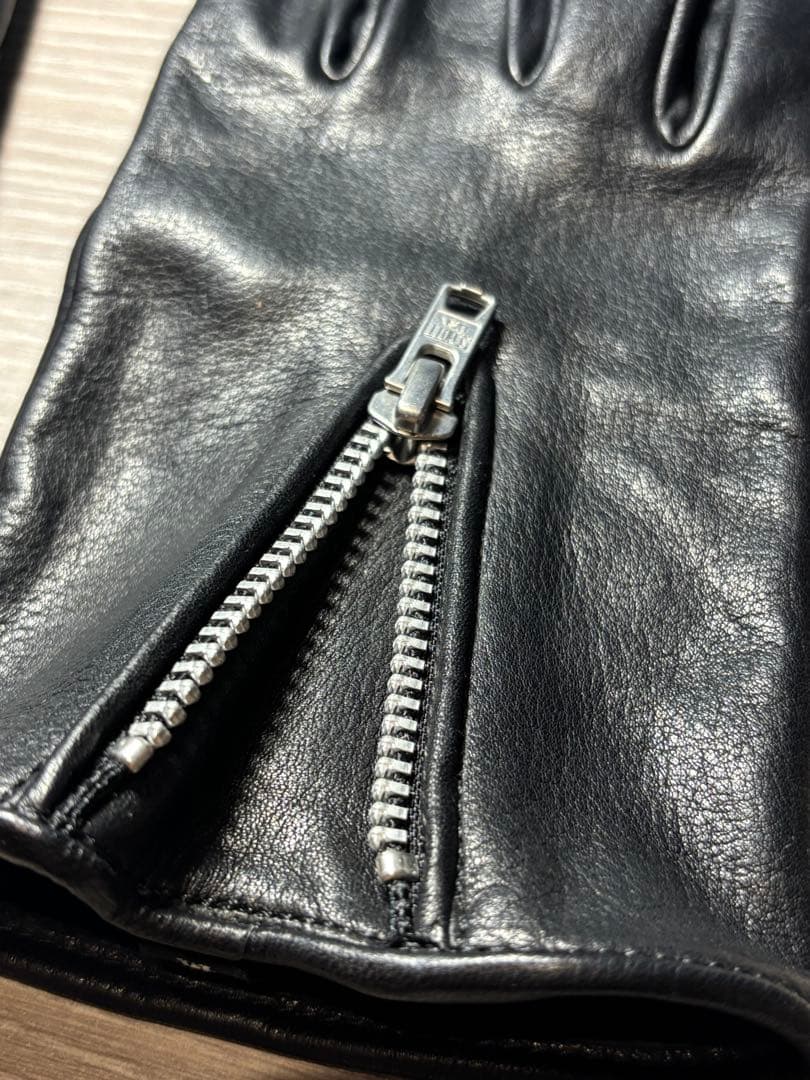 Schott ショット　革手袋　ジップ　レザーグローブ　Mサイズ　ブラック